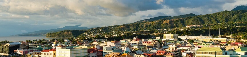 Amazing view of Roseau, Dominica at dusk