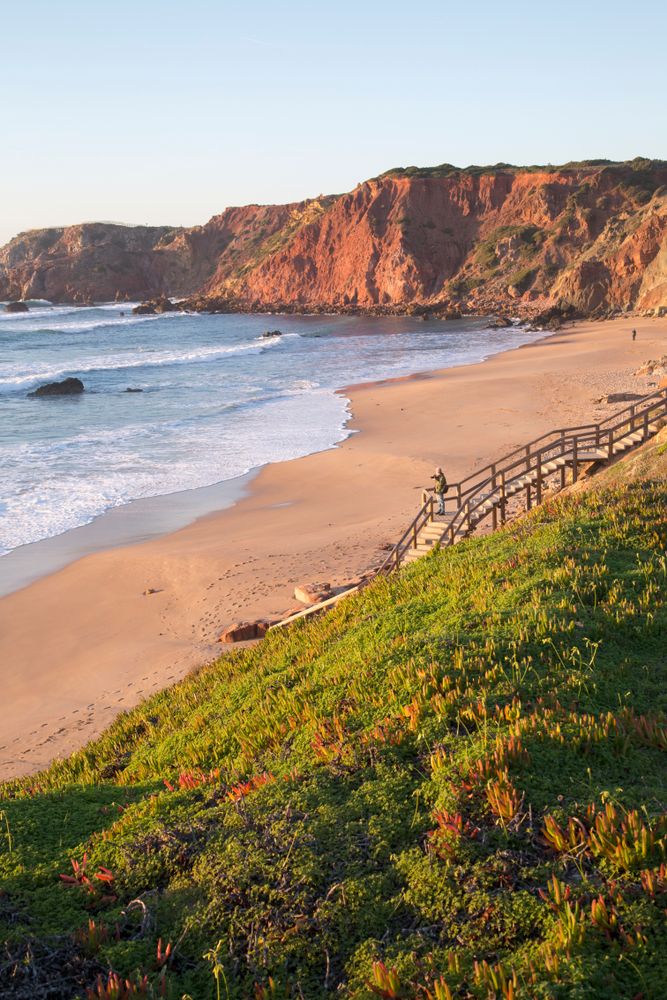 Green Headland at Amado Beach; Algarve; Portugal